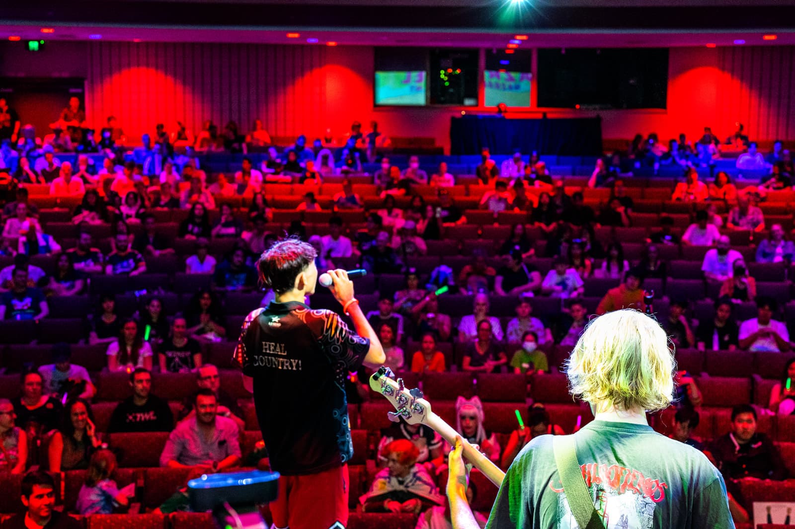 A band on stage at TROPiCON in Darwin