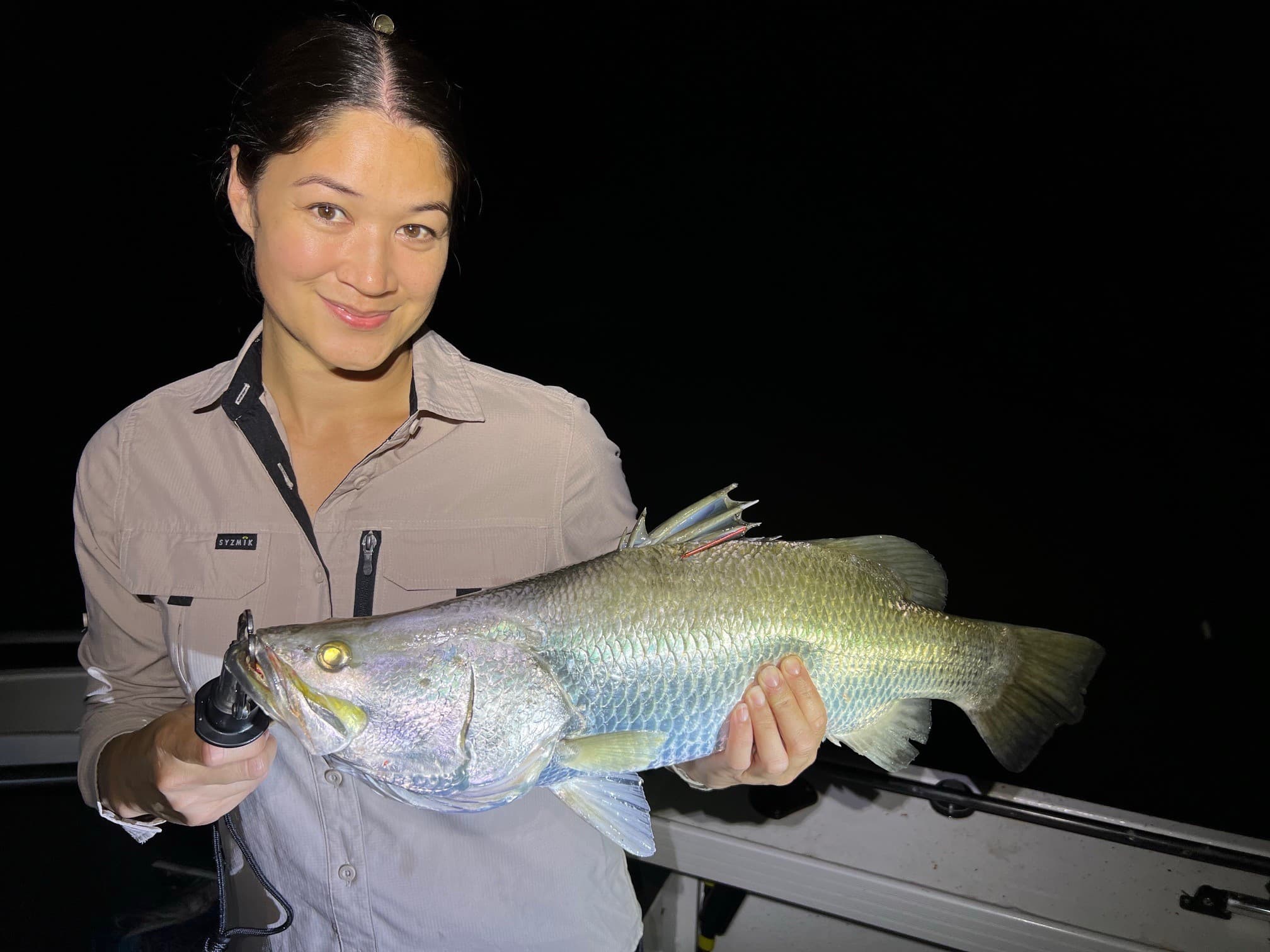 Loren Hanton with her $10,000 barra