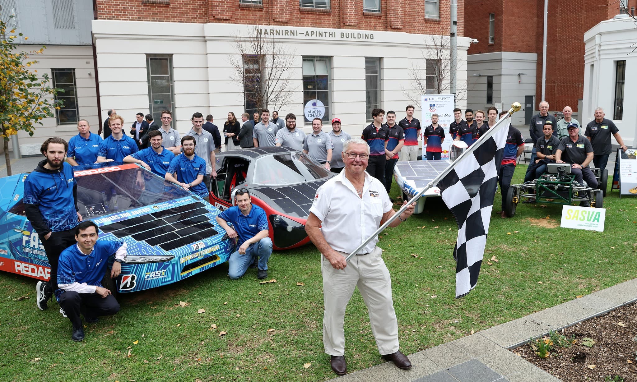 Monday, 5th June, 2023 - World Solar Challenge team announcement. Lot 14 Adelaide. Event Director, Chris Selwood AM with the teams at the launch