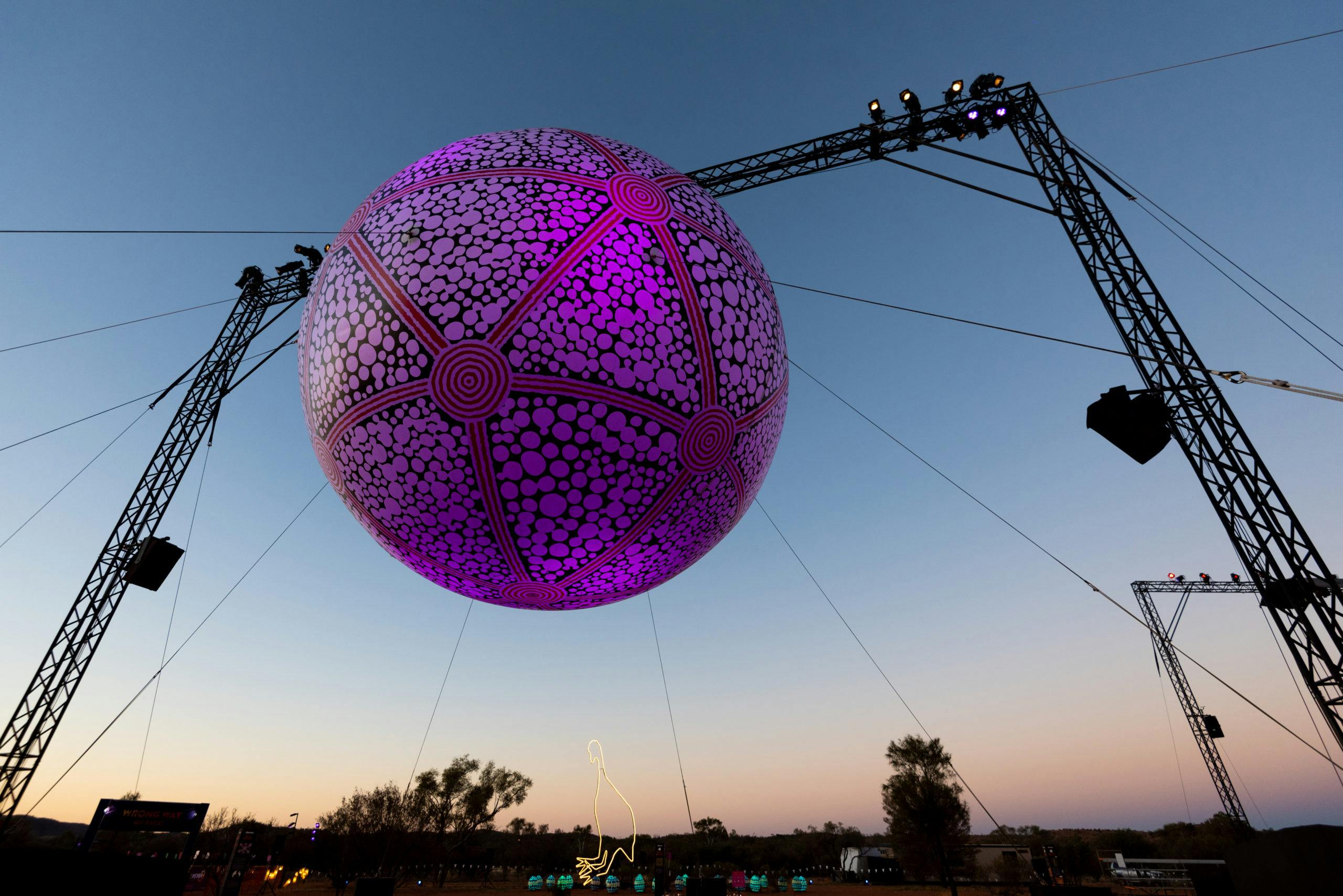 Desert Park Day - Pink ball sculpture