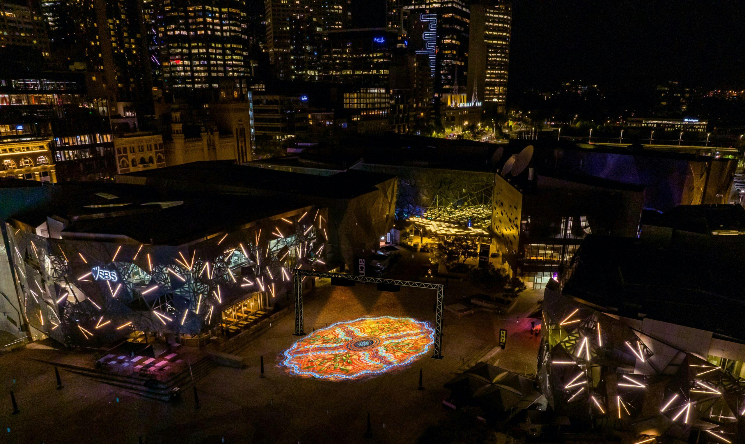 Parrtjima's Grounded installation will make an appearance at Melbourne's Fed Sq from 10-11 March 2023